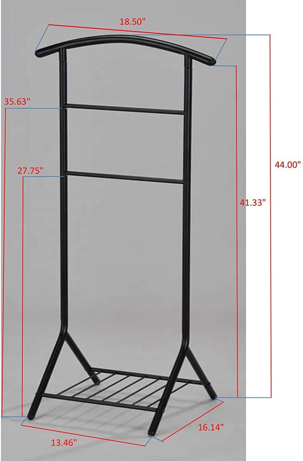 Kings Brand Furniture – Organizador de soporte de metal negro Amos para vestuario, perchero, colgador de contorno, zapatero para pantalones