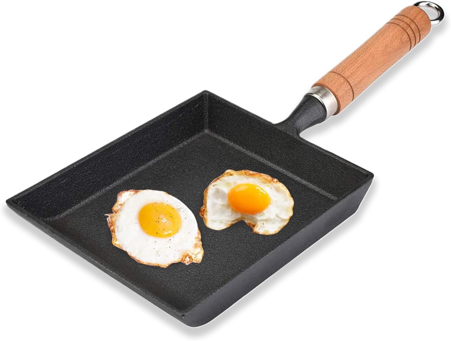 Tamagoyaki – Sartén japonesa para tortilla, sartén rectangular, mini sartén para huevos con mango de madera, sartén de tortilla de hierro para