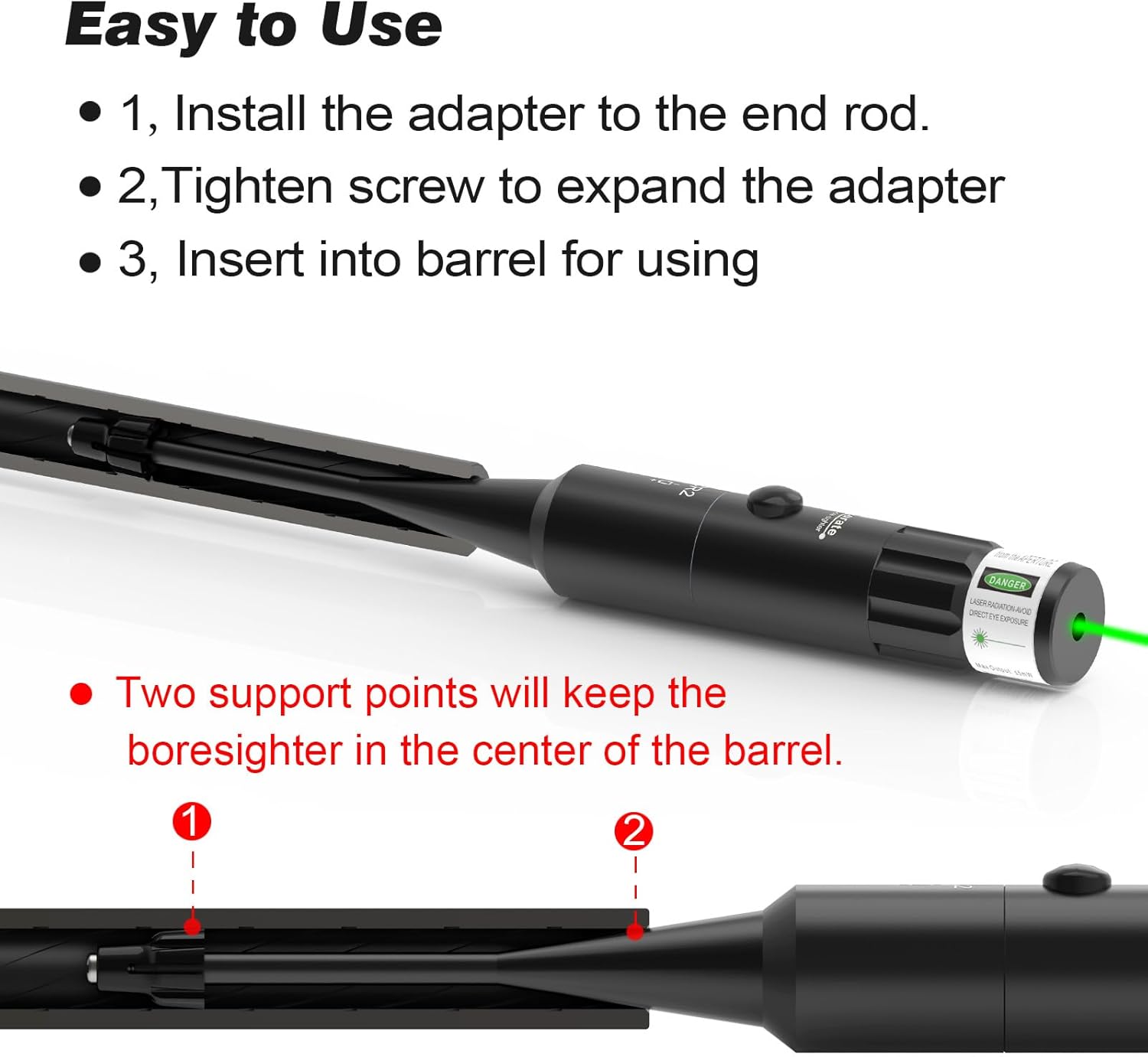 Rojo o verde BoreSighter 177 a 12GA Calibre Rifle Alcance Pistola Caza RojoVerde Punto Boresight Kit Interruptor de Prensa Bore Sight 800mAh Batería