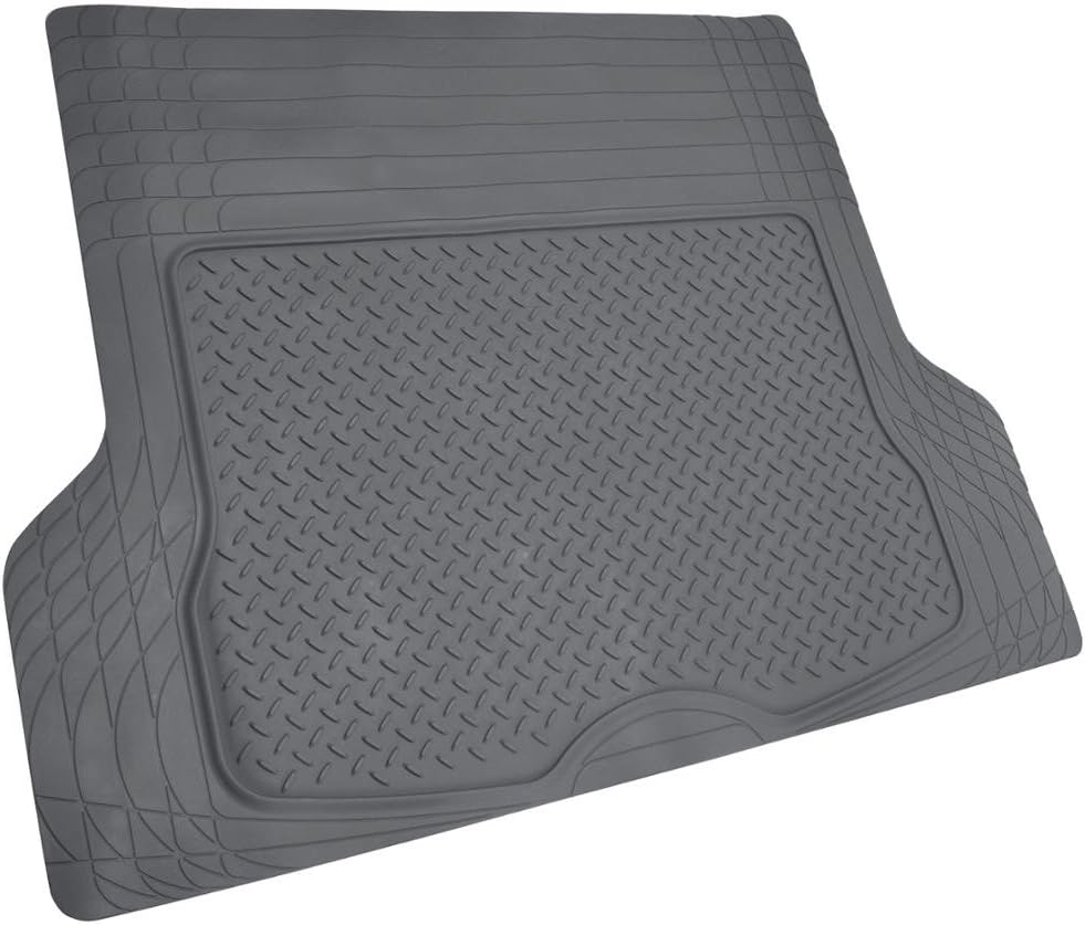 BDK OF-554 – Juego de alfombrillas de goma para automóvil, delantero y trasero universal con forro de alfombrilla de carga para maletero, sedán,