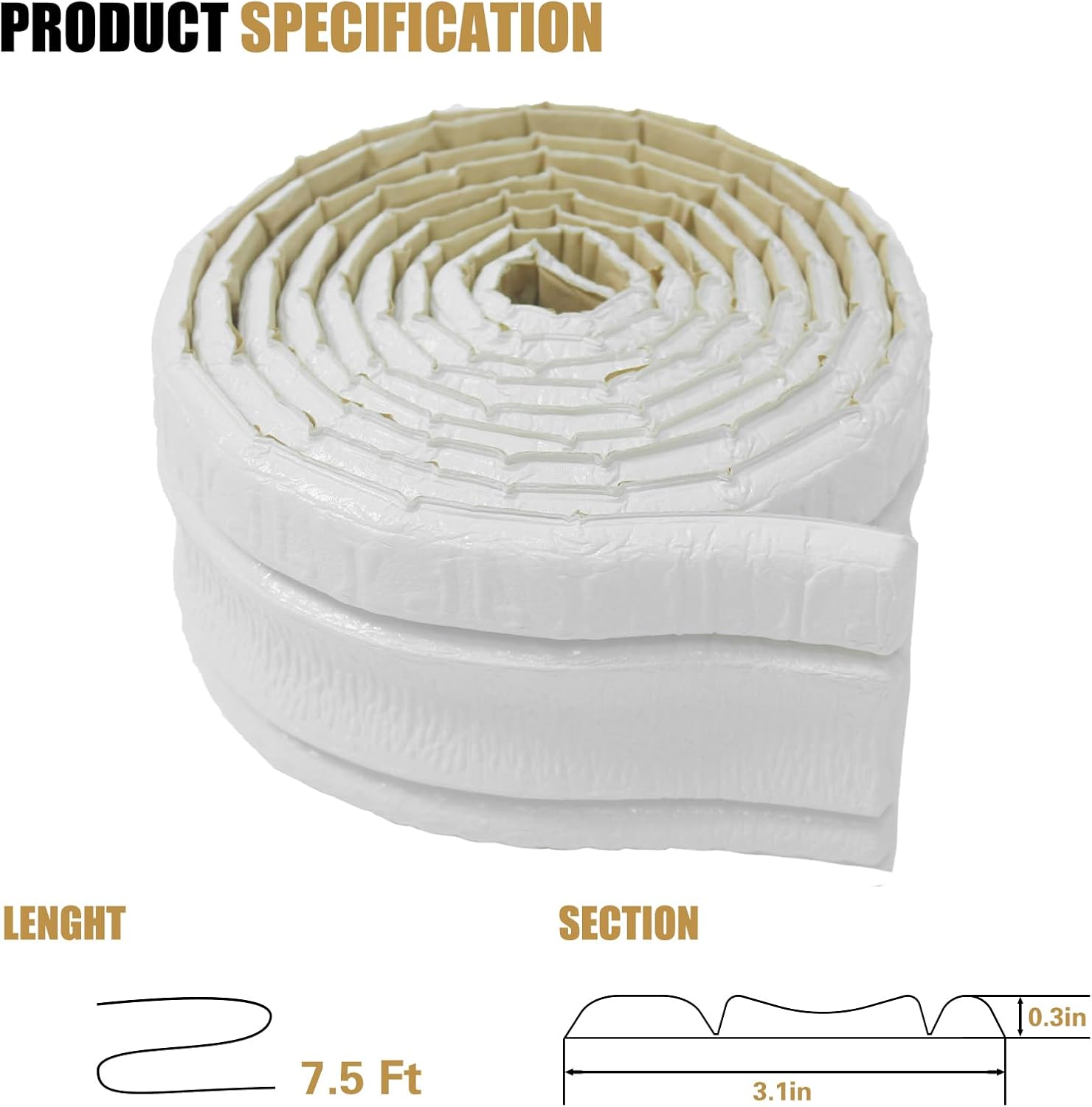 WAPANE Moldura de espuma autoadhesiva de 90 x 3.1 pulgadas, borde de papel tapiz de corona flexible, líneas de bordes de pared 3D, base de pared de