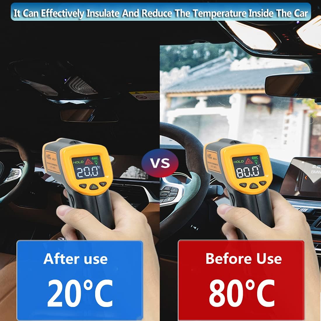 KEYOOG Parasol para parabrisas de automóvil, 1 pieza plegable con bolsa de almacenamiento, universal para automóvil, sedán, SUV, camión, bloquea el