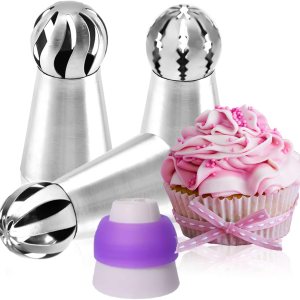 Juego de 3 puntas de tuberías rusas de acero inoxidable, puntas de bola de tuberías rusas para glaseado, juego de boquillas de decoración de Juego de 3 puntas de tuberías rusas de acero inoxidable, puntas de bola de tuberías rusas para glaseado, juego de boquillas de decoración de