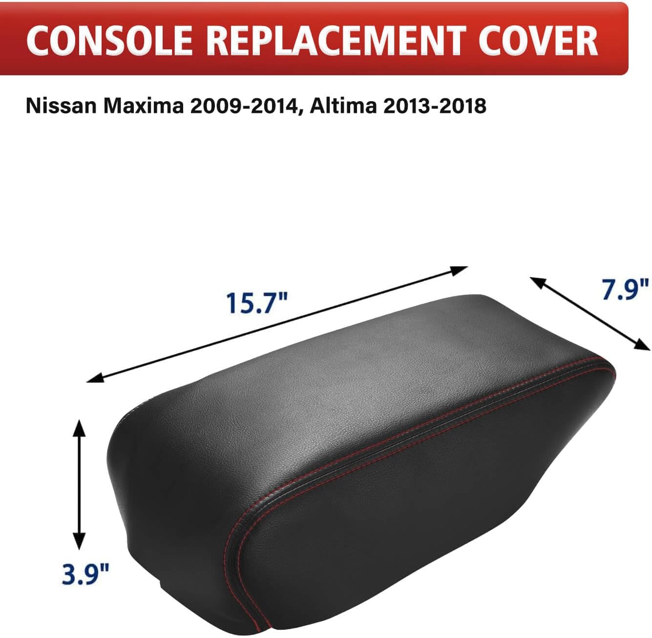 KBH Funda de repuesto para reposabrazos de consola central de automóvil para Nissan Maxima 2009-2014, Altima 2013-2018, tapicería de piel de vinilo