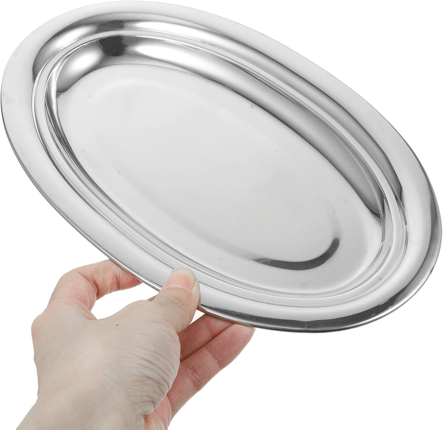 Hemoton Sizzle – Plato ovalado de acero inoxidable, plato de metal para servir alimentos al vapor, postre de carne, plato de sushi, plato, plato,