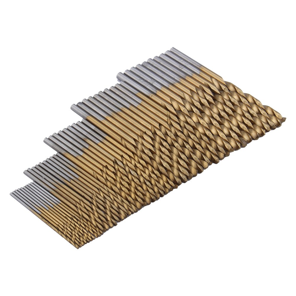 Juego de 50 brocas helicoidales con vástago HSS recubierto de titanio de acero de alta velocidad Mini broca micro exactitud 11.522.50.118 in
