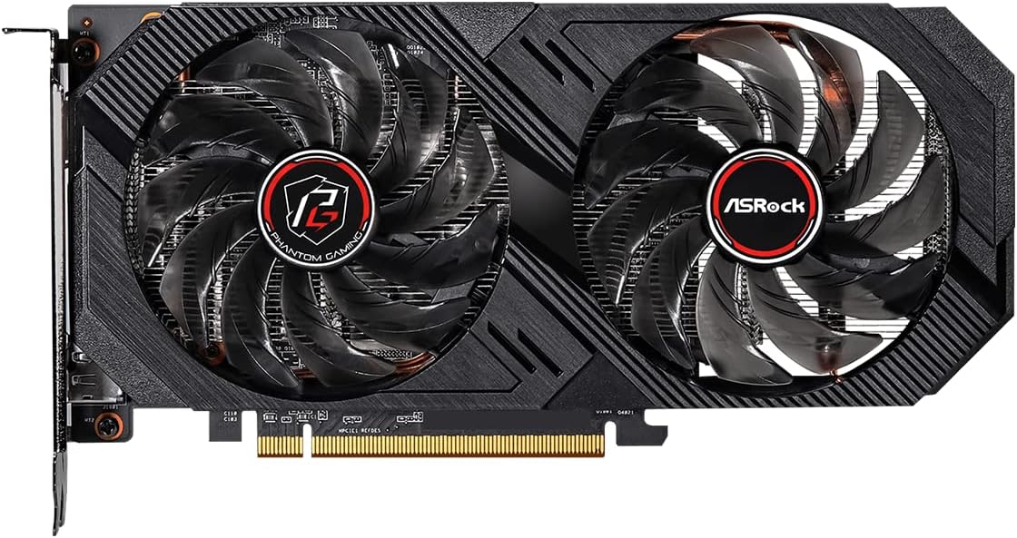 ASRock AMD Radeon RX 6500 XT Phantom Gaming D 4GB OC GDDR6 0dB Enfriamiento silencioso 18 Gbps 64-bit 7680 x 4320 Tarjeta gráfica Dual Fan HDMI