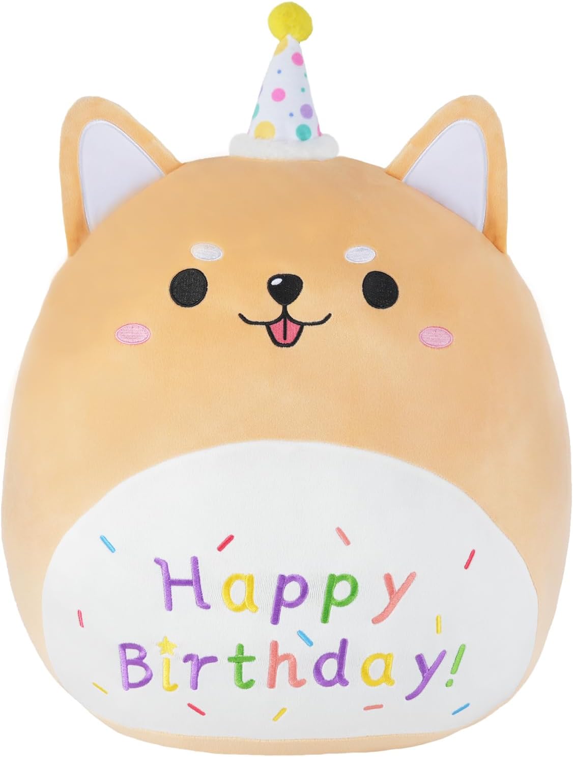 Almohada de felpa de feliz cumpleaños, divertida felpa de 11 pulgadas, decoración de felpa suave y creativa de animales, adecuada como regalo