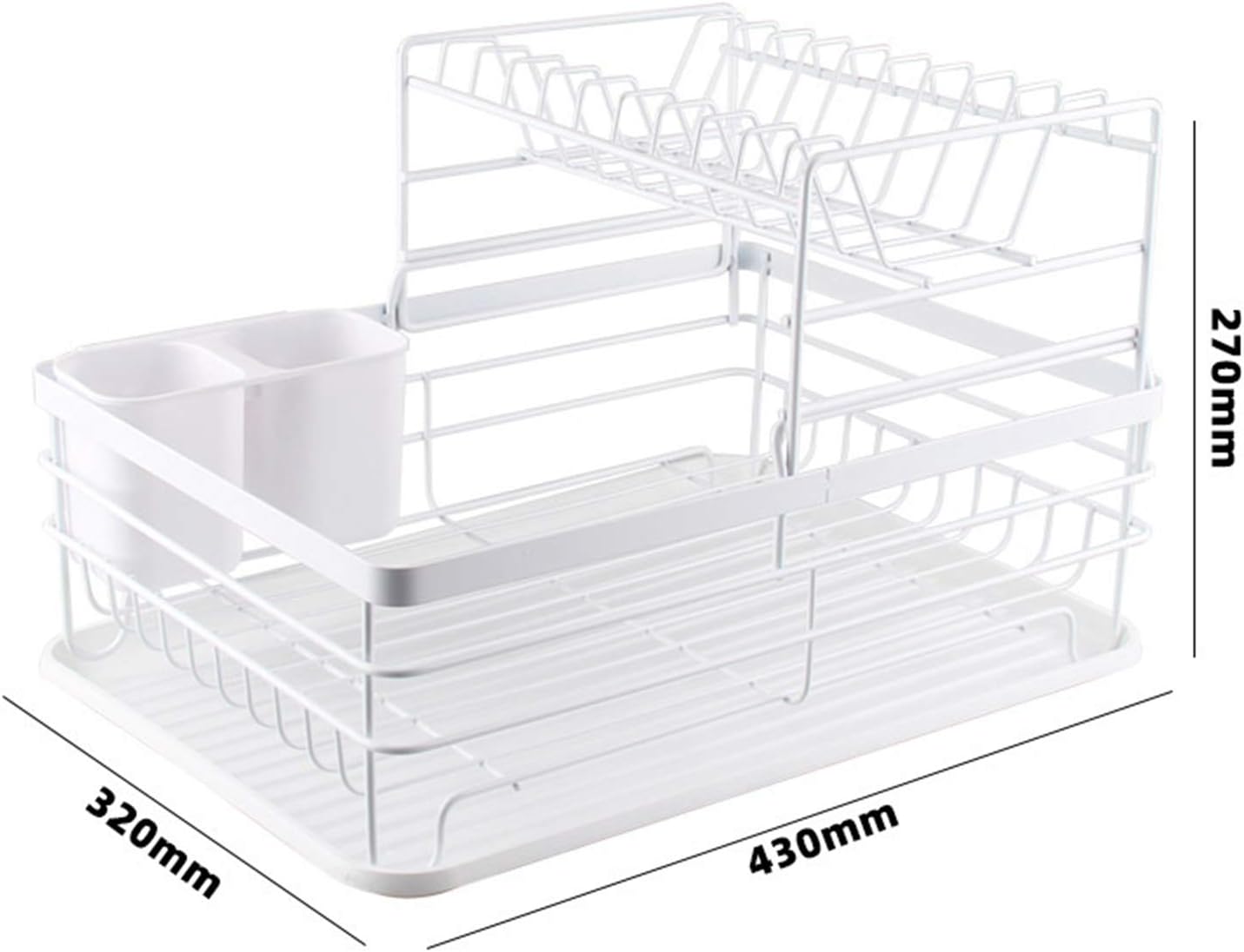 Estante de secado de platos, 2 estantes de secado de platos con soporte para utensilios a prueba de polvo, escurridor de platos y escurridor para