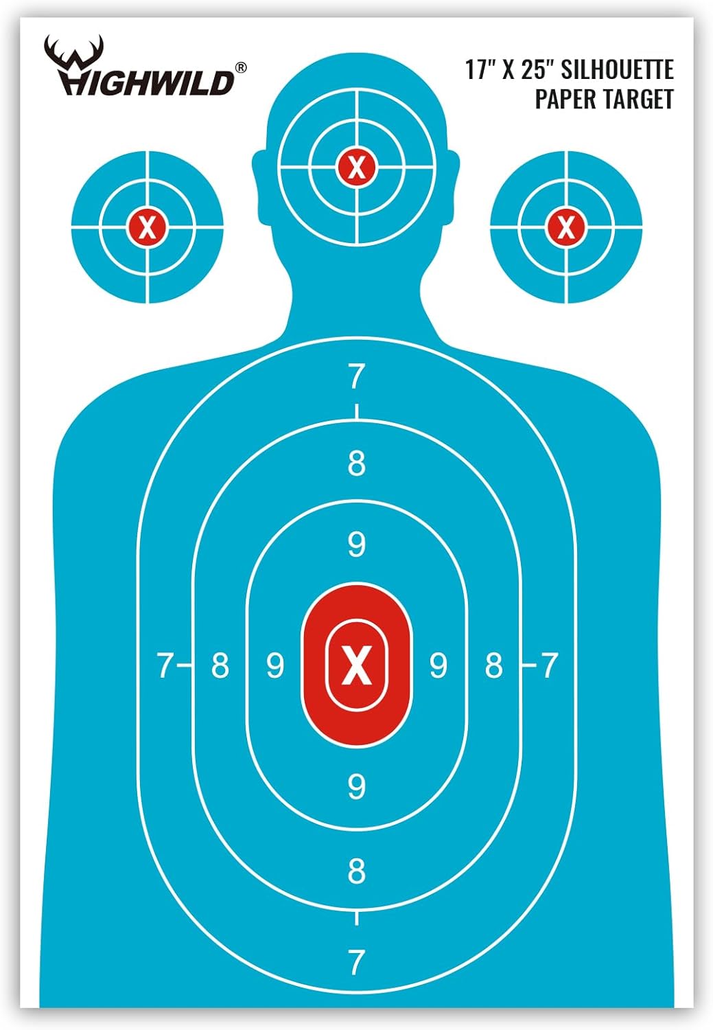 Highwild Papel de silueta para campo de tiro, 17 x 25 pulgadas, adecuado para pistolas, rifles, pistolas de aire, pistolas de aire comprimido