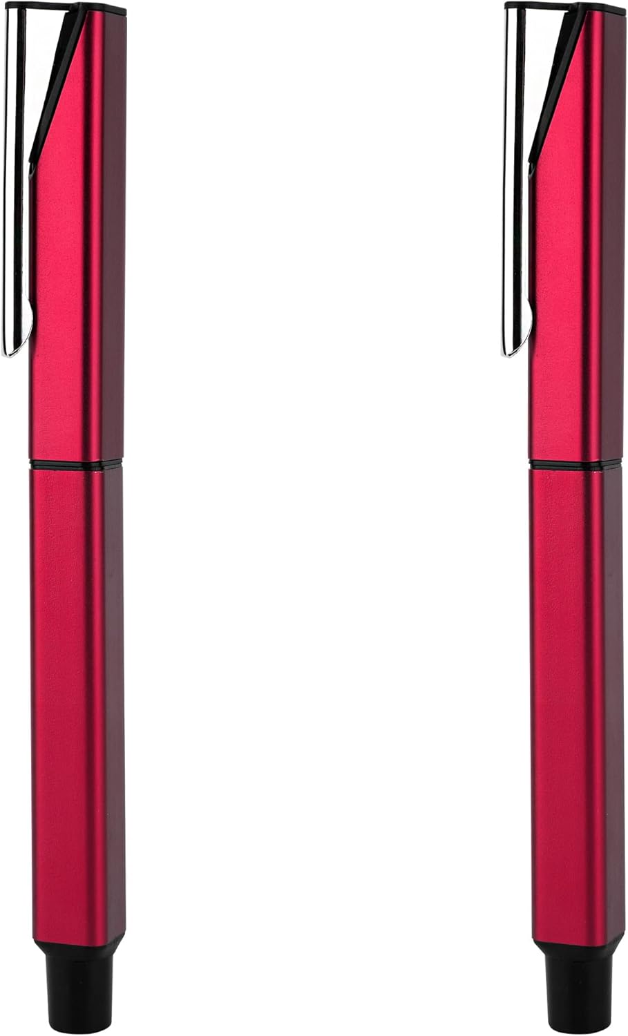 WELLDO Bolígrafo de gel cuadrado rojo, barril de metal con clip antideslizante, punta fina de 0.020 in, bolígrafos de bolsillo EDC para oficina,