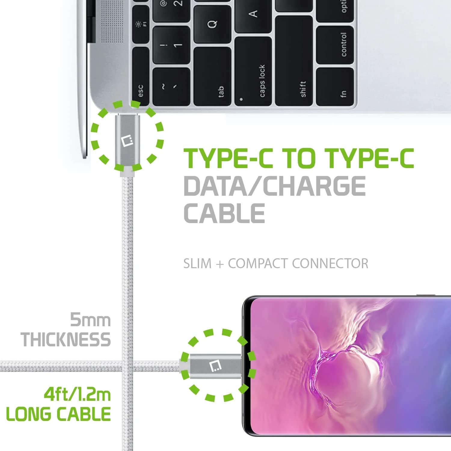 Cable de carga rápida dual USB-CPD de 60 W compatible con Xiaomi Poco X3 Pro Plus de transferencia de datos de 5 Gbps para entrega de energía, carga