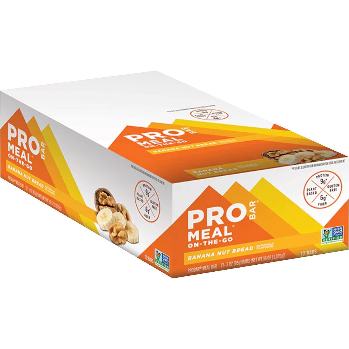 ProBar Barra de comidas – Paquete de 12 pan de plátano y nueces, talla única