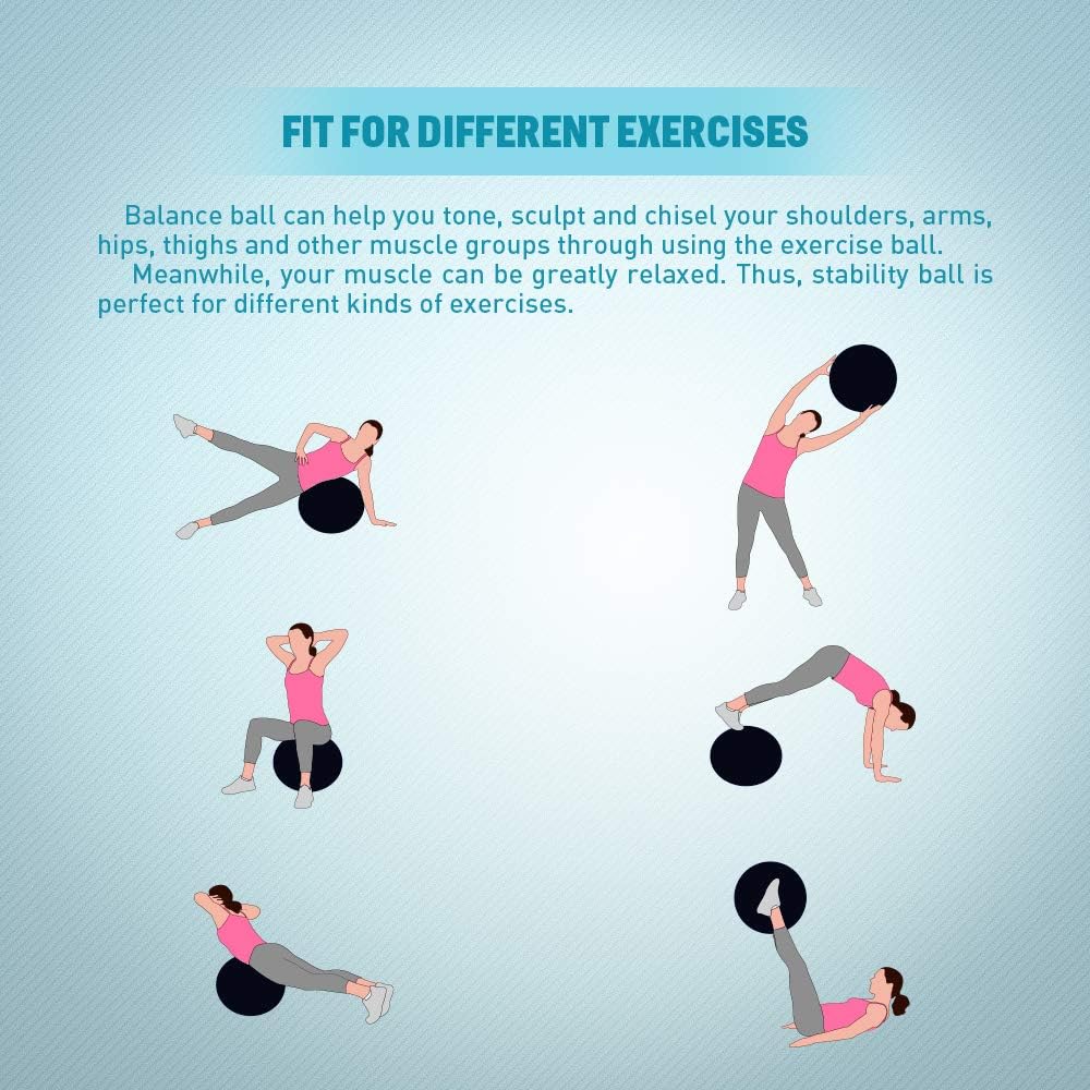 Exercise Yoga Ball Yoga Balance Stability Swiss Ball Support up to 200 lbs