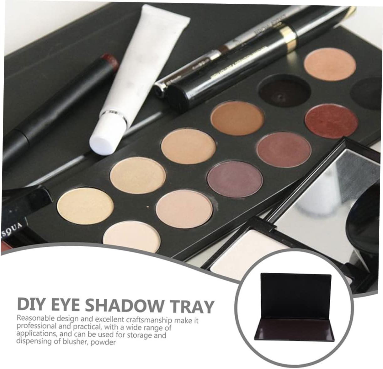 minkissy Paleta de sombra de ojos DIY, bandejas de plástico, bandeja de servir extra grande, bandeja de servir negra, vacía, magnética, sombra de