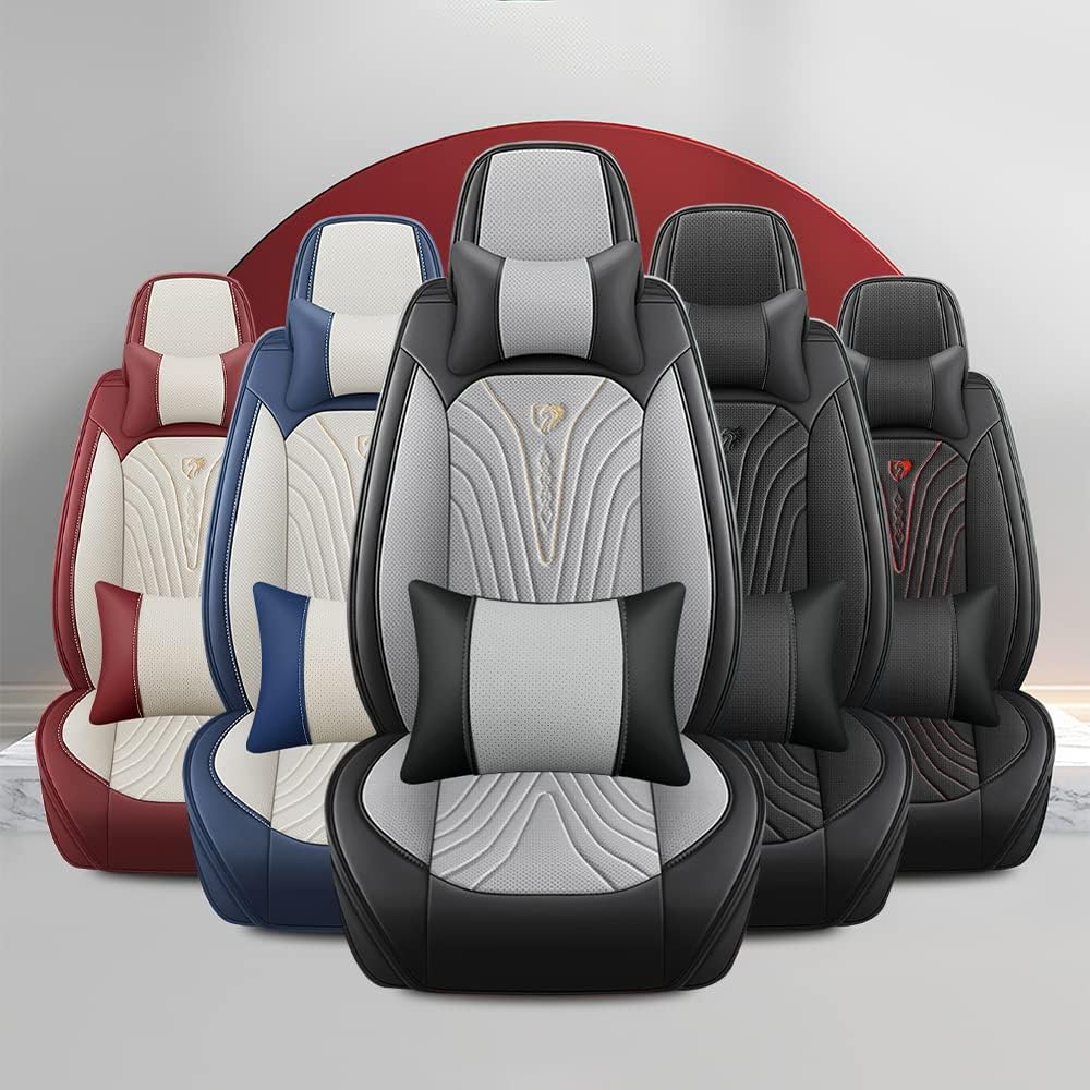 Juego completo de fundas de asiento de automóvil de 5 asientos para KIA Forte Koup 2010-2016, fundas de asiento de cojín impermeables de cuero para