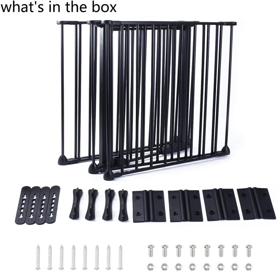 Nisorpa Dog Gate Escalera Puerta Escalera Barrera Perro Corralito de 30 pulgadas de alto, 120 pulgadas de ancho, Cerca de chimenea con Cerradura de
