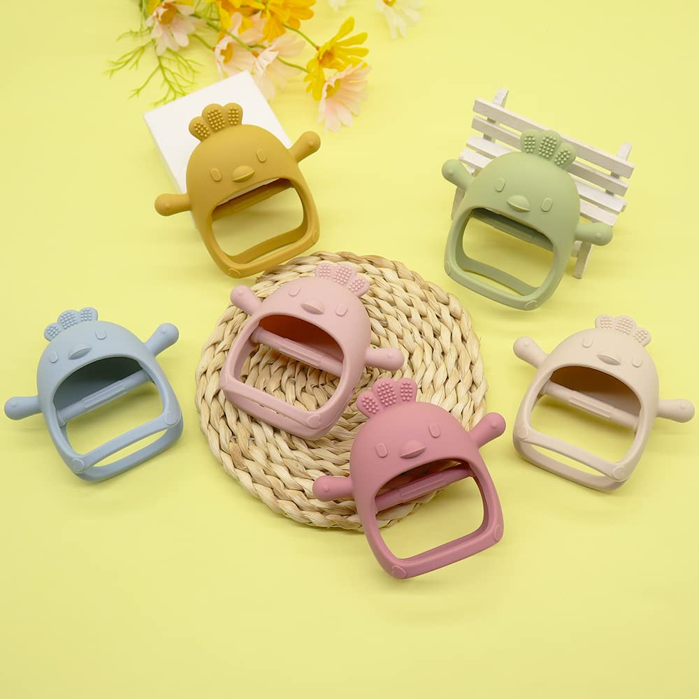 Bebe Never Drop – Juguetes de dentición para bebés de 0 a 6 meses, juguetes masticables para aliviar la dentición, chupete de mano de silicona para