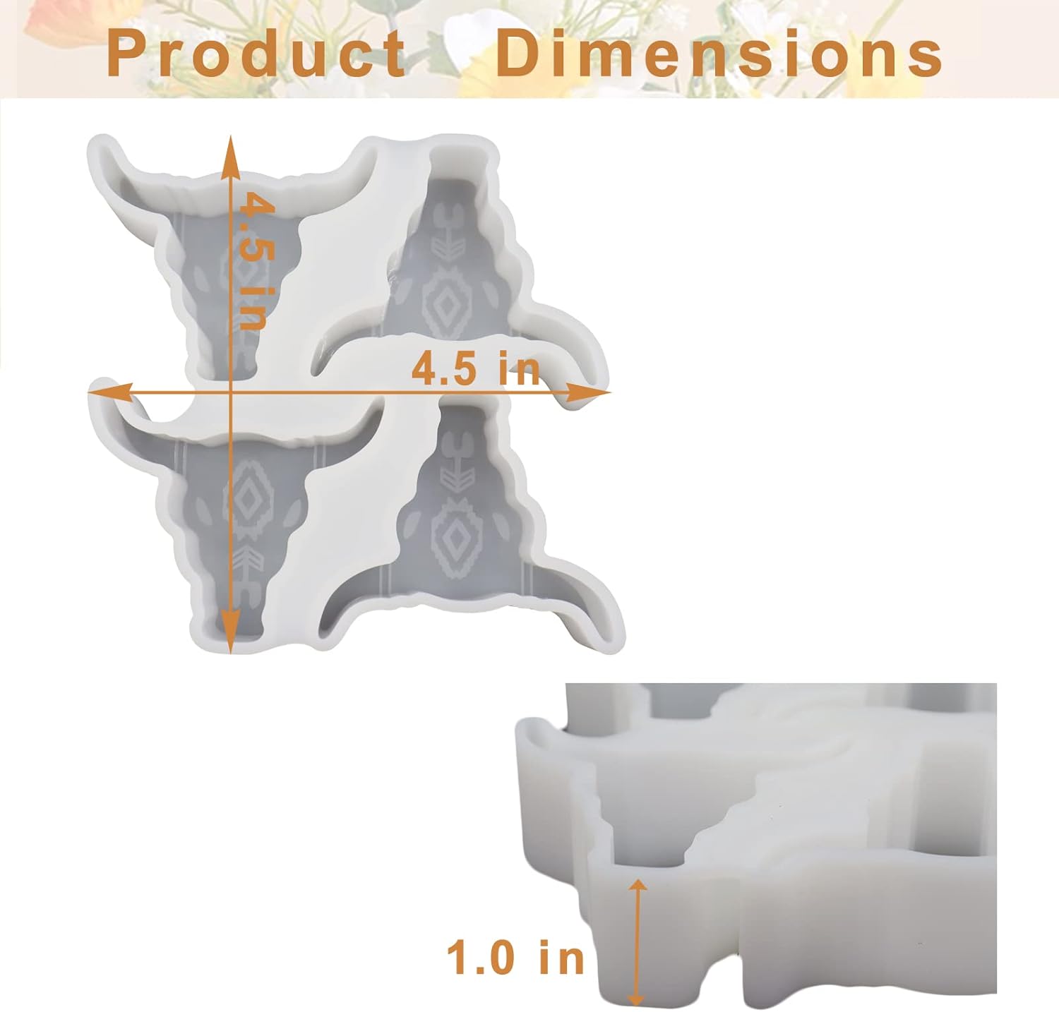 Flythww Moldes de freshie 4 en 1 con diseño de calavera de toro, 4 moldes pequeños para ventilación de automóvil, moldes de silicona para