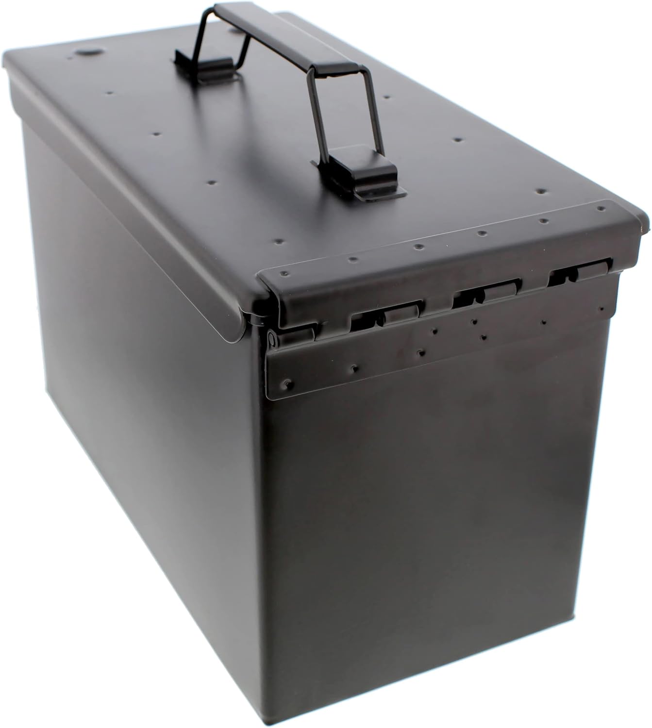 Juego de 4 cajas de munición de metal, 50 recipientes de almacenamiento de munición color negro Cal con tapas para almacenamiento militar o doméstico