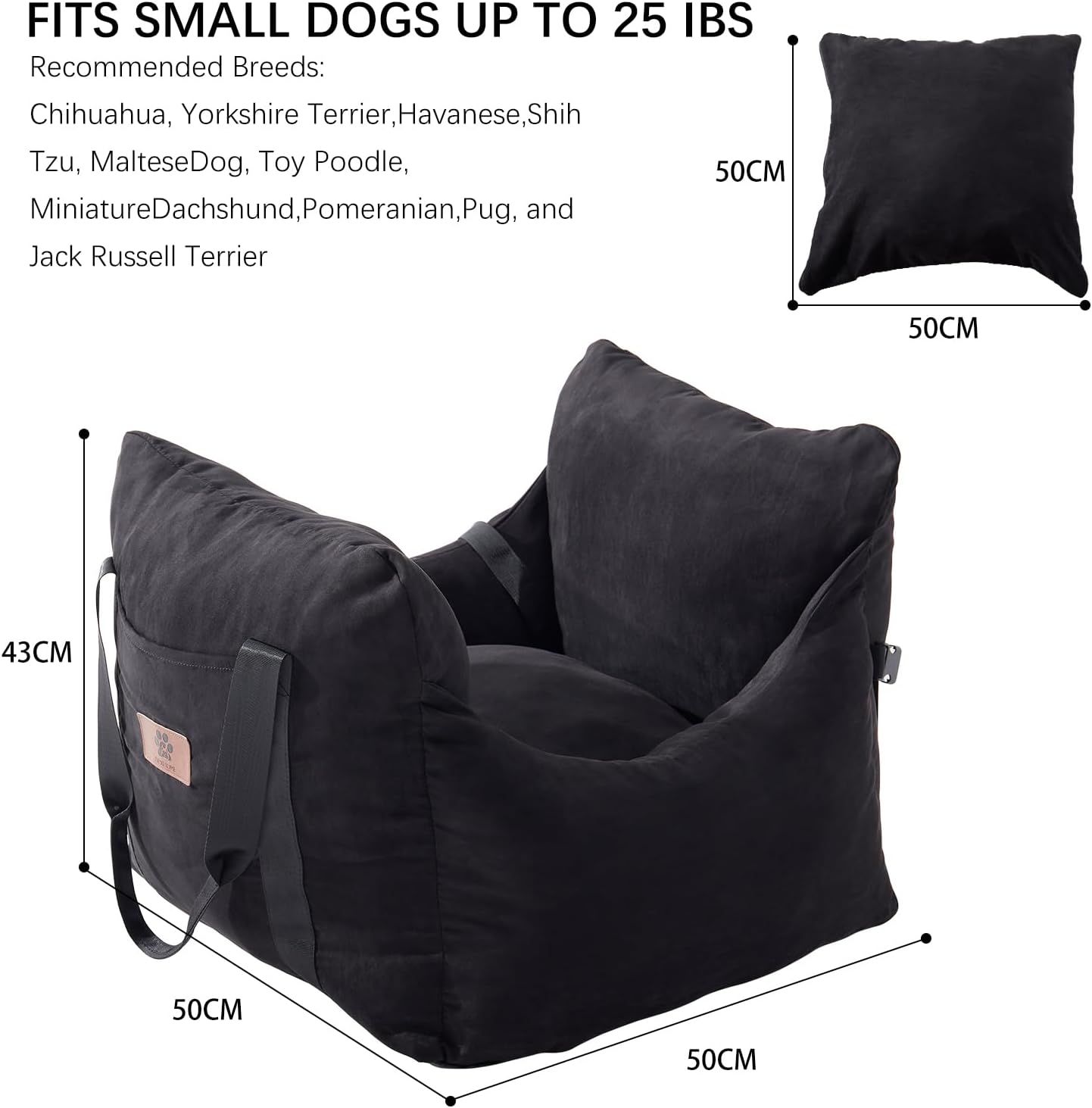 NexHome Asiento de automóvil para perros, camas para perros pequeños, asiento elevador impermeable para automóvil con bolsillos de almacenamiento,