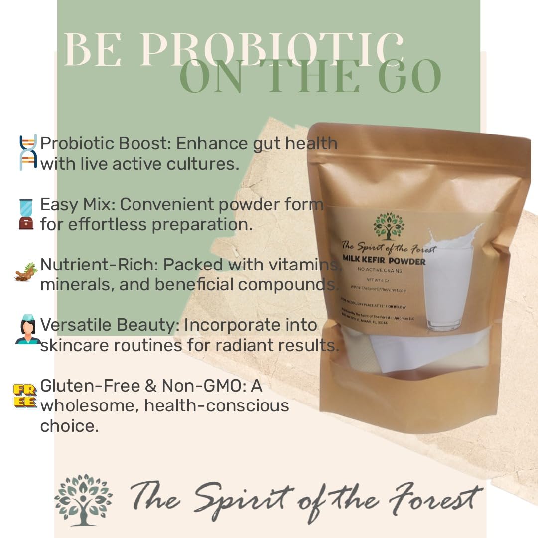 Kéfir de leche en polvo orgánico y original, listo sin mantenimiento de cultivos probióticos activos vivos para la salud Kefir Starter – Sin