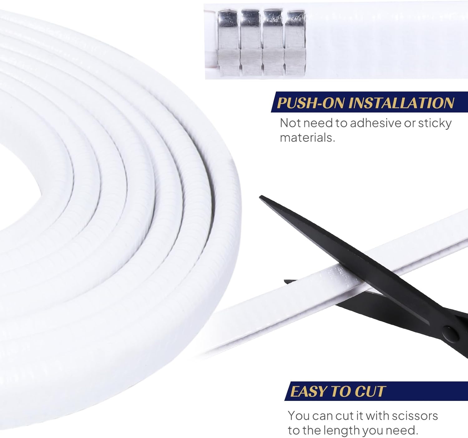 Borde blanco de goma con canal en U con metal de 12 x 38 pulgadas, para espacio de 364 a 14 pulgadas, tira de sellado de borde de puerta de