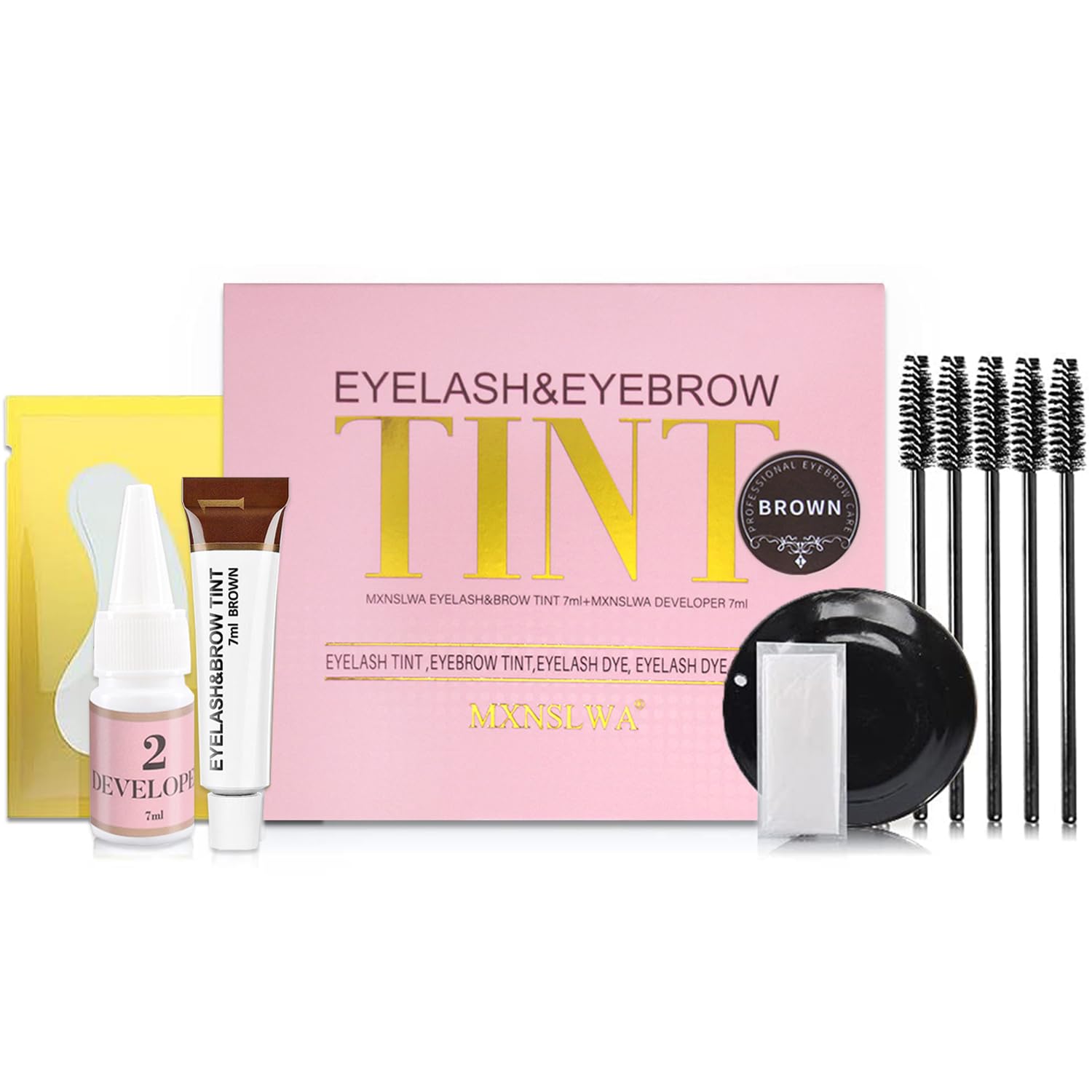 MXNSLWA Kit de pestañas y cejas 2 en 1, kit profesional de color para pestañas y cejas, duradero 6 semanas, teñido de cabello para uso doméstico en