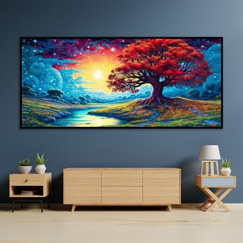 pchmcu Árbol de pintura de diamantes 5D, kit de pintura de diamantes grandes para adultos, arte de diamantes de imitación de cristal de diamantes de