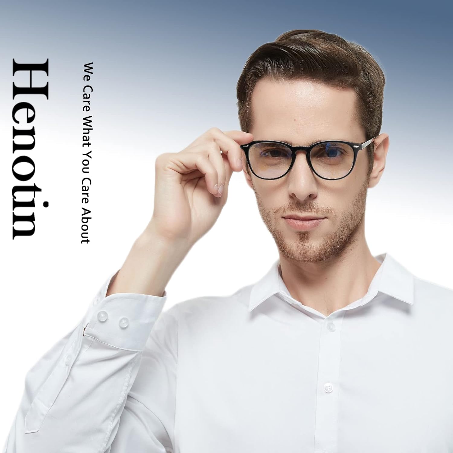 Henotin Paquete de 6 lentes de lectura para mujeres y hombres, bloqueo de luz azul, elegantes lectores de computadora con funda de cuero