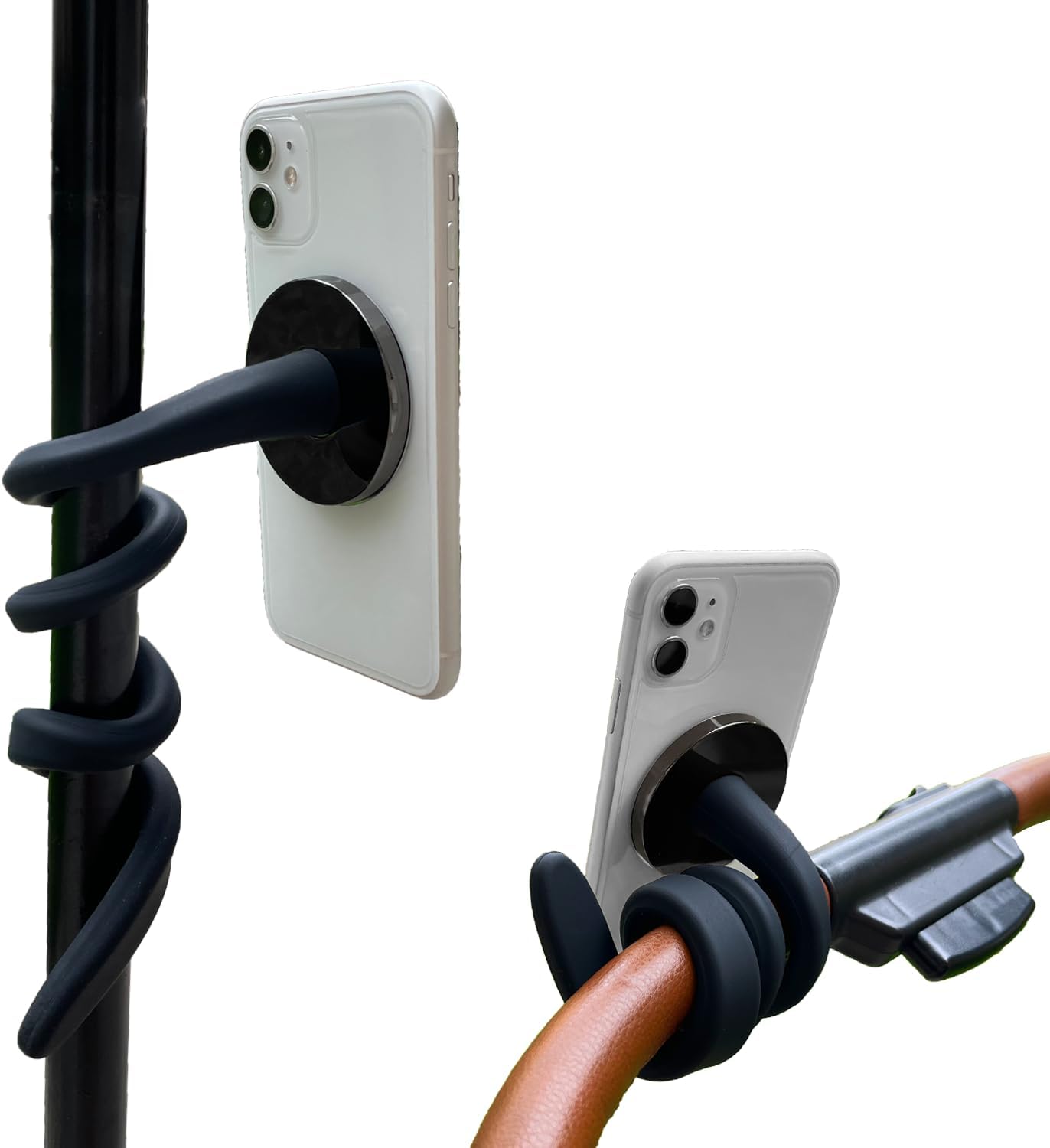 Soporte magnético para cochecito para todos los teléfonos, ajuste estable y seguro en el manillar, soporte de teléfono con brazo flexible
