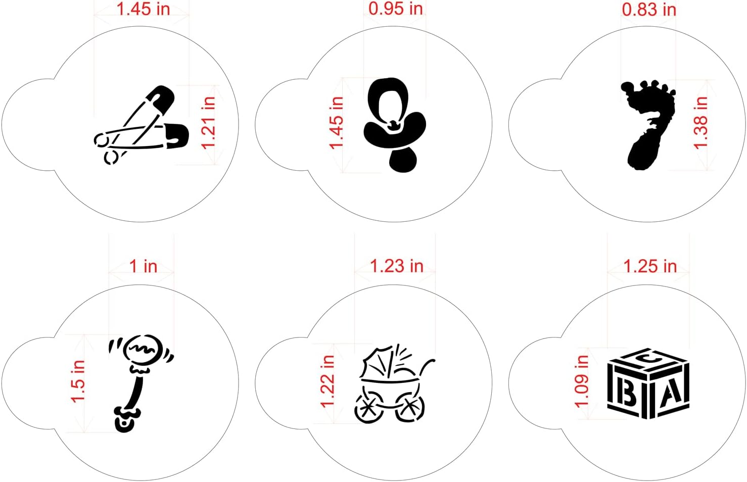 Designer Stencils Plantillas para dulces y galletas, pequeñas, beigesemitransparentes