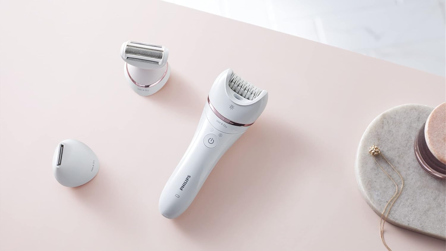 Philips Beauty Epilator Series 8000, Wet & Dry, afeitadora y recortadora 3 en 1 para mujer con 8 accesorios, BRE72014