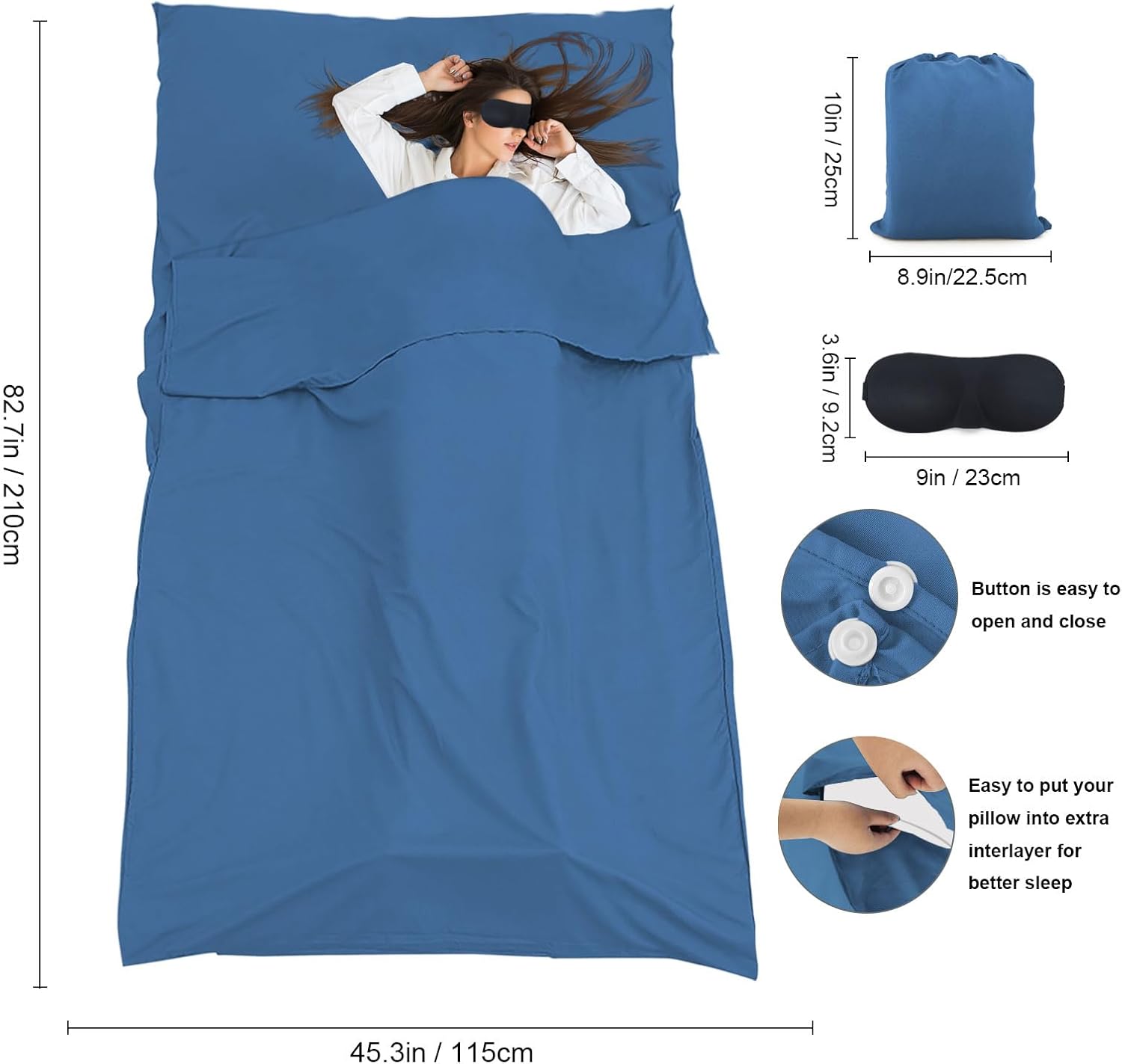Forro para saco de dormir, sábana de viaje y saco de dormir para adultos, sábanas de camping, saco de dormir de viaje para mochileros, hoteles y