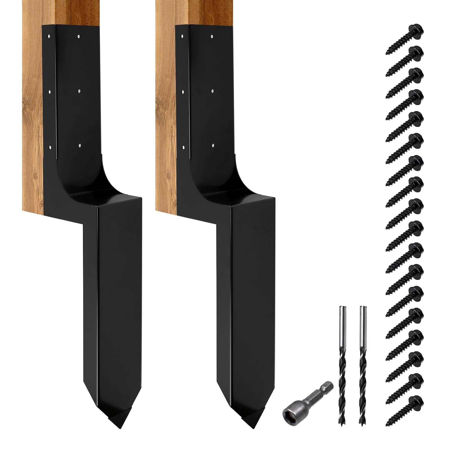 Kit de reparación de postes de valla de acero resistente, poste de valla de anclaje para reparación de estacas de madera rotas, 3.6 x 3.6 pulgadas