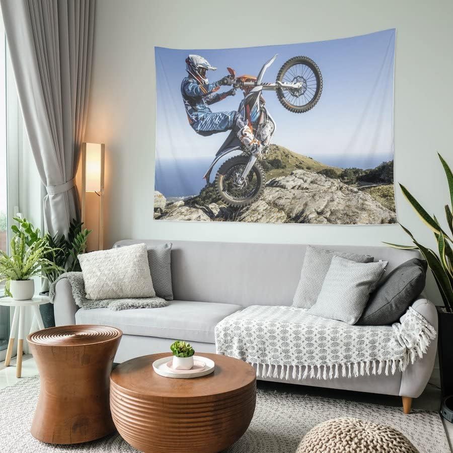 TMATUTA Tapiz artístico de motocross para dormitorio, sala de estar, dormitorio, fiesta, decoración del hogar, 60 x 40 pulgadas