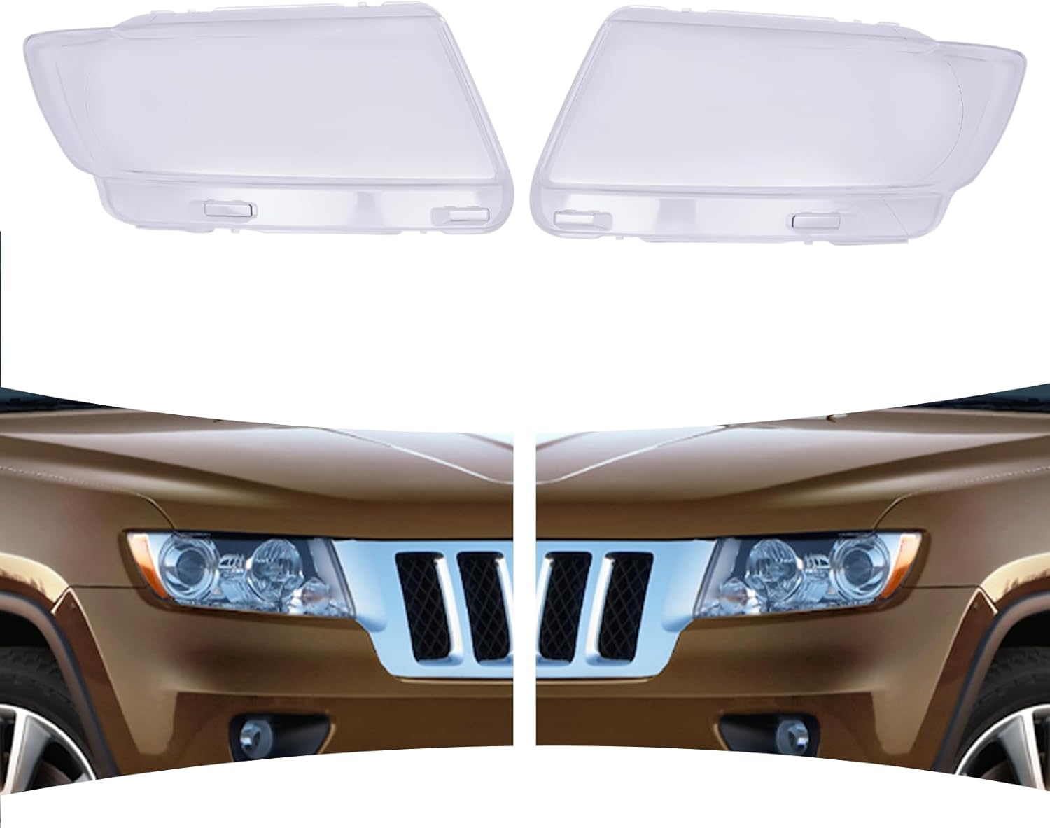 CNCEST Par de fundas de lente de faros delanteros, izquierdo y derecho, repuesto para Jeep Grand Cherokee 2011 2012 2013
