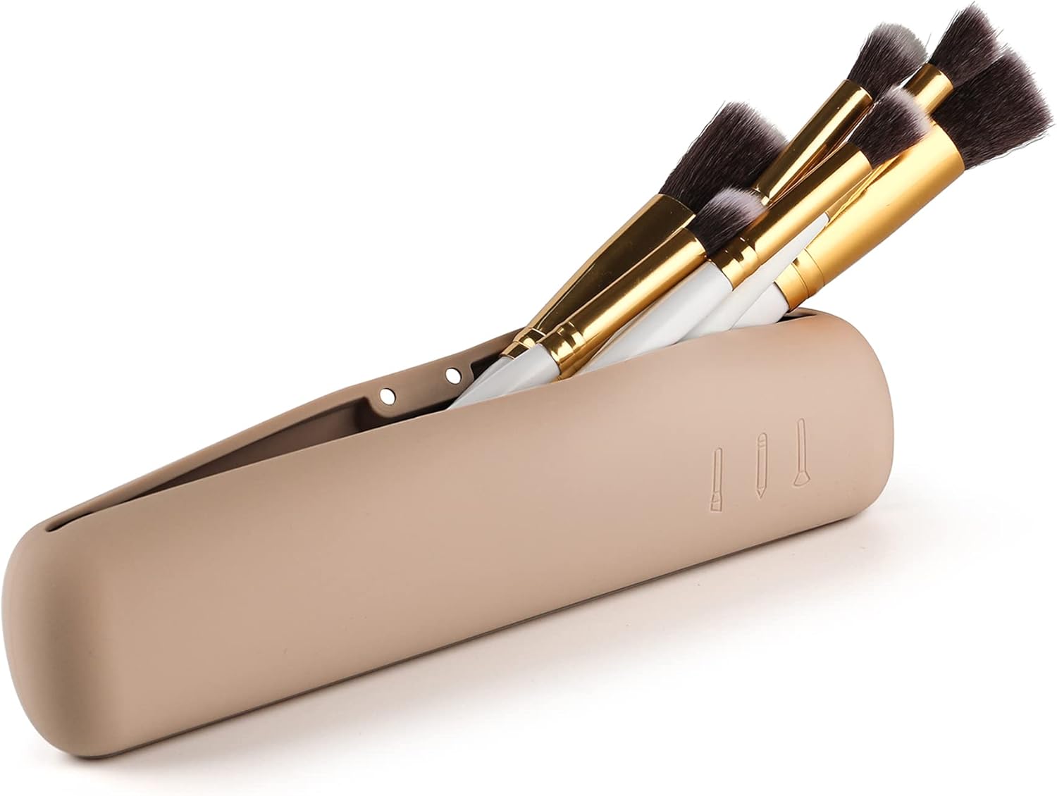 Soporte grande para brochas de maquillaje con bloqueo magnético, organizador de brochas de maquillaje de silicona mejorado con diseño anticaídas,