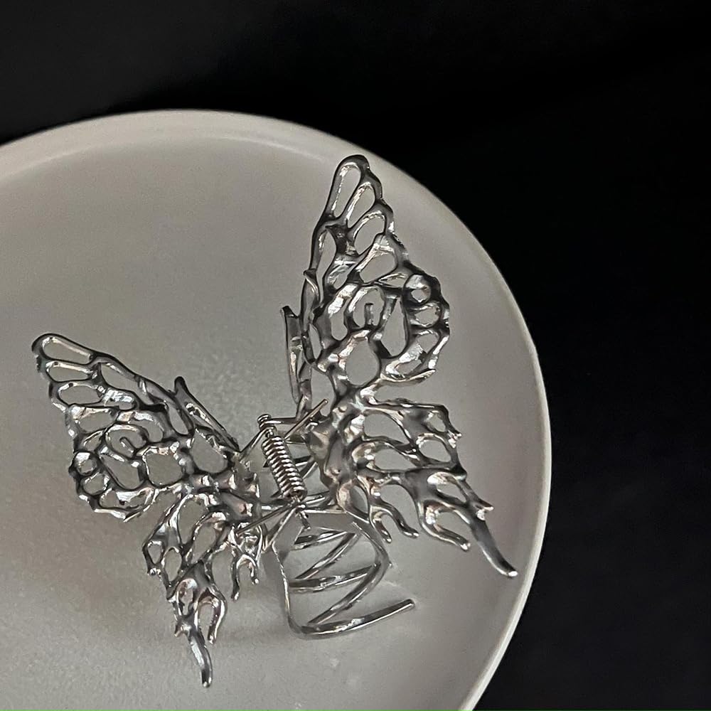 Pinzas para el cabello de mariposa para mujer, 2 piezas grandes, antideslizantes, fuertes, de metal, con diseño de mariposa, lindas pinzas para el