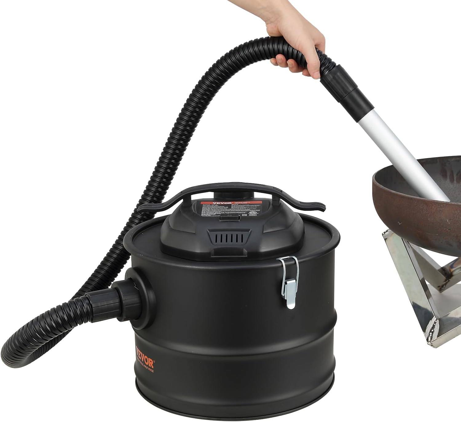 VEVOR Aspiradora de 4 galones con potente succión de 1200 W, colector de aspiradora de cenizas con manguera flexible de 47.2 pulgadas, para