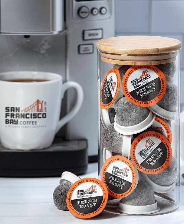 Cápsulas de café tostado oscuro de la Bahía de San Francisco  French Roast 100 unidades compatible con K Cup, incluyendo Keurig 2.0
