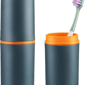 Estuche para cepillo de dientes de viaje cilíndrico sellado de plástico portátil portacepillos de dientes, tapas de almacenamiento de pasta de Estuche para cepillo de dientes de viaje cilíndrico sellado de plástico portátil portacepillos de dientes, tapas de almacenamiento de pasta de