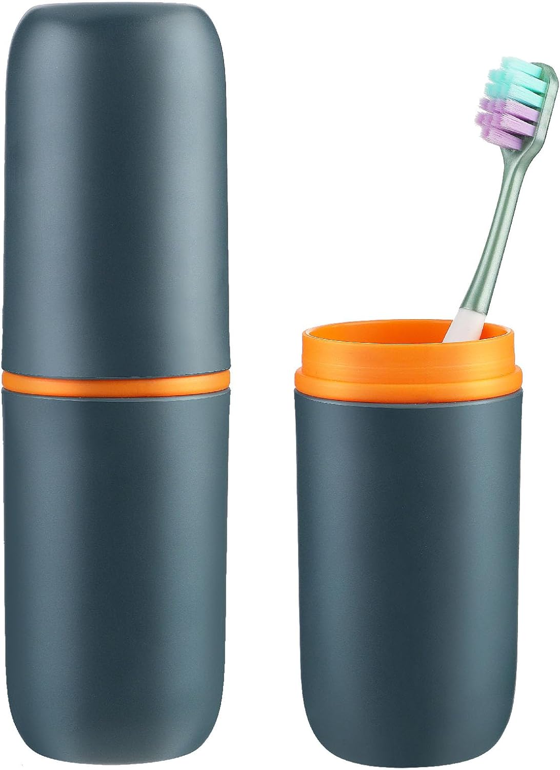 Estuche para cepillo de dientes de viaje cilíndrico sellado de plástico portátil portacepillos de dientes, tapas de almacenamiento de pasta de