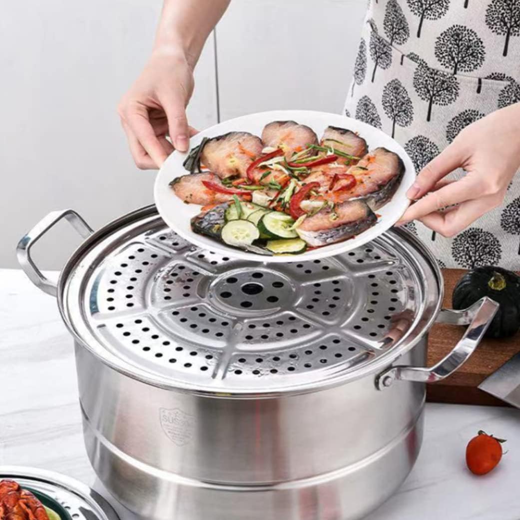 Paquete de 2 estantes de acero inoxidable para conservas a presión de 12.6 pulgadas, estantes de conservas duraderos, bandeja de vapor redonda para