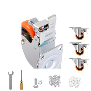 Juego de 4 ruedas giratorias de 3 pulgadas de fácil desbloqueo con doble bloqueo de seguridad y espuma de poliuretano, ruedas sin ruido, Juego de 4 ruedas giratorias de 3 pulgadas de fácil desbloqueo con doble bloqueo de seguridad y espuma de poliuretano, ruedas sin ruido,