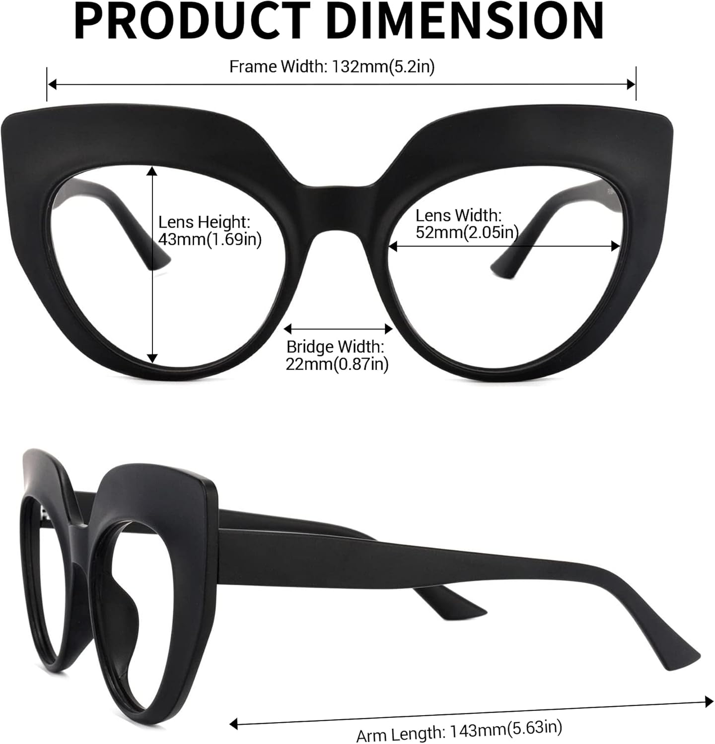 Zeelool Gafas de bloqueo de luz azul ojo de gato para mujeres elegantes gafas gruesas Depp OP01884