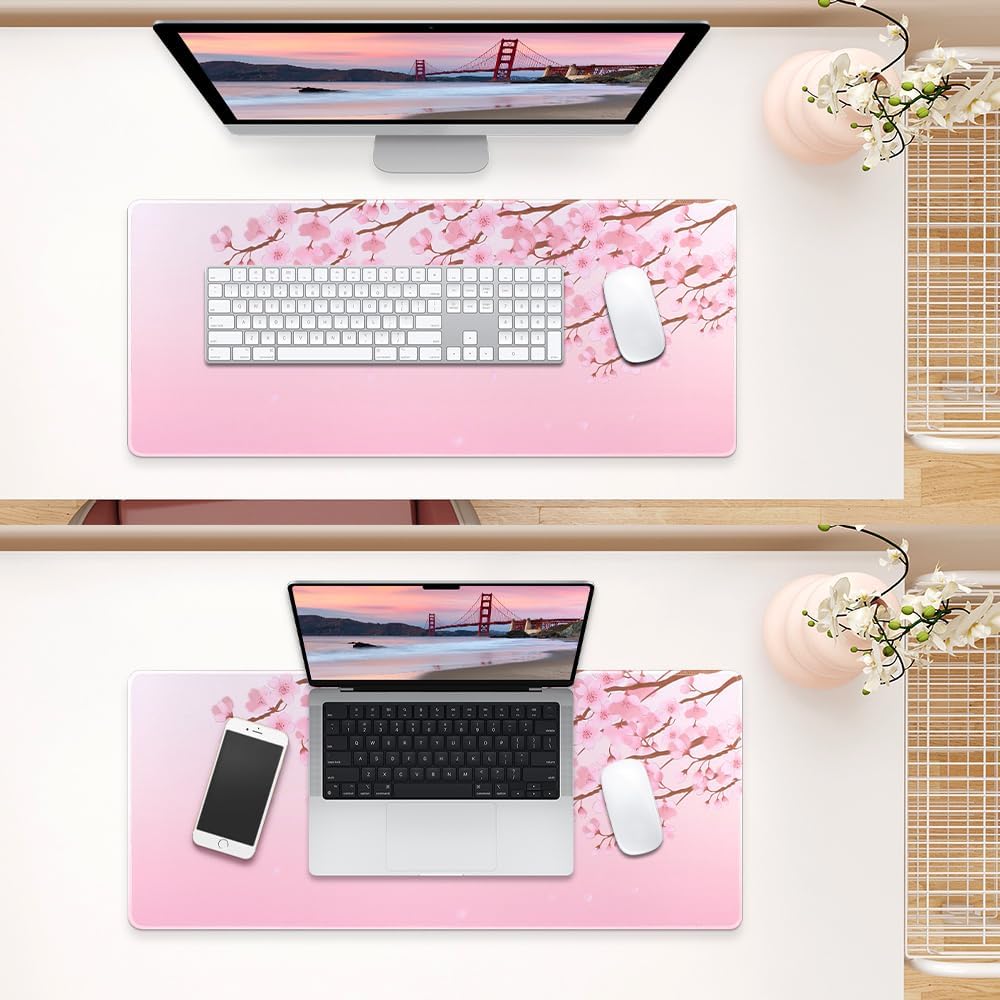 Alfombrilla grande de mouse para juegos de 11.8 x 23.6 pulgadas con borde cosido, base de goma antideslizante, lavable, resistente para computadoras