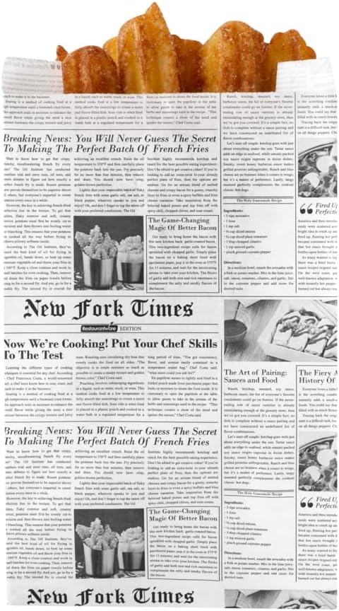 Restaurantware Bag Tek Newsprint Paper French FrySnack Bag – 5″ x 3″ x 8 34″ – Caja de 100 unidades