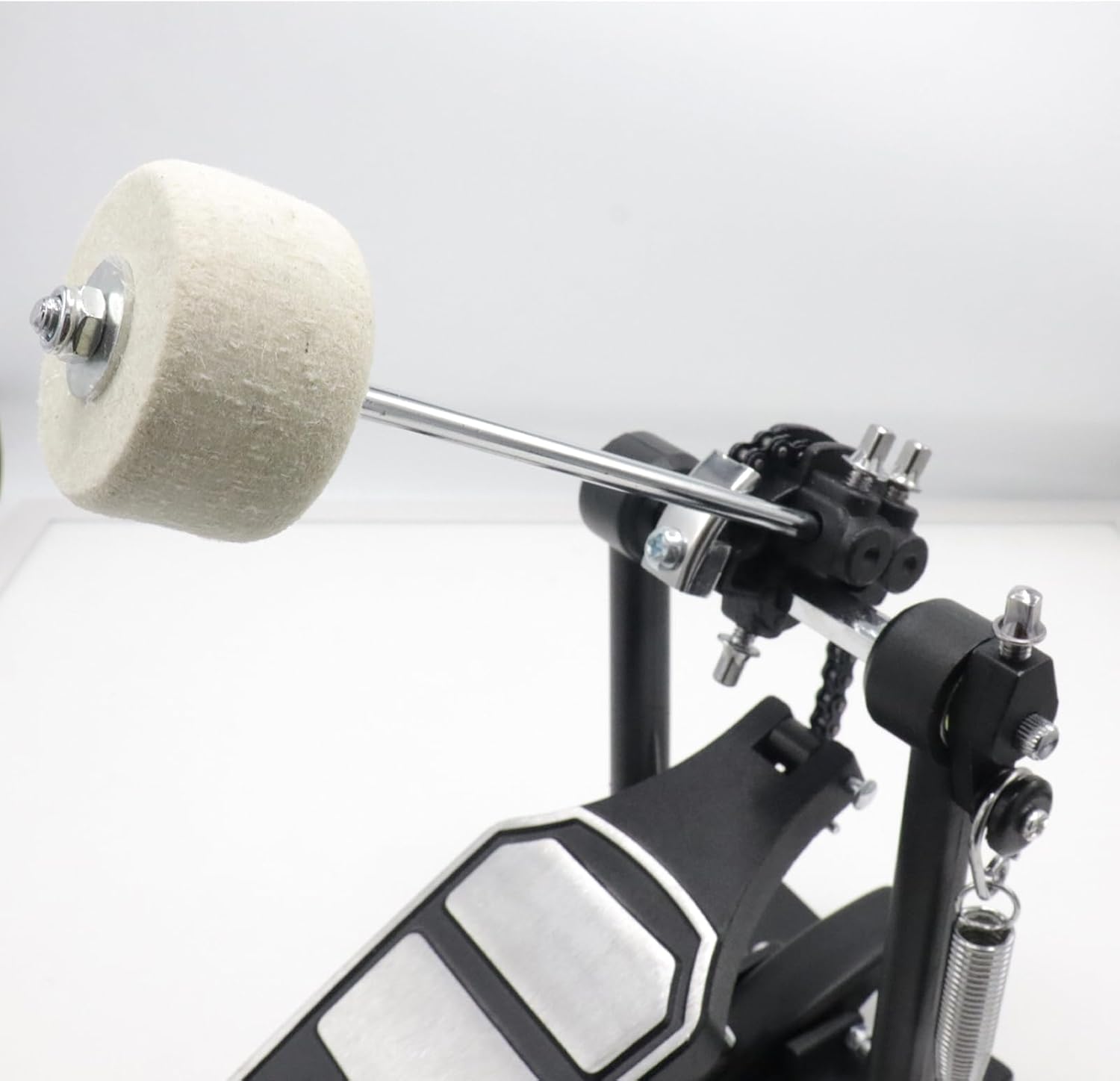 CashBeat Pedal de bombo individual, doble cadena, cabezal batidor ajustable y configuración rápida, accesorio de percusión profesional para kits de