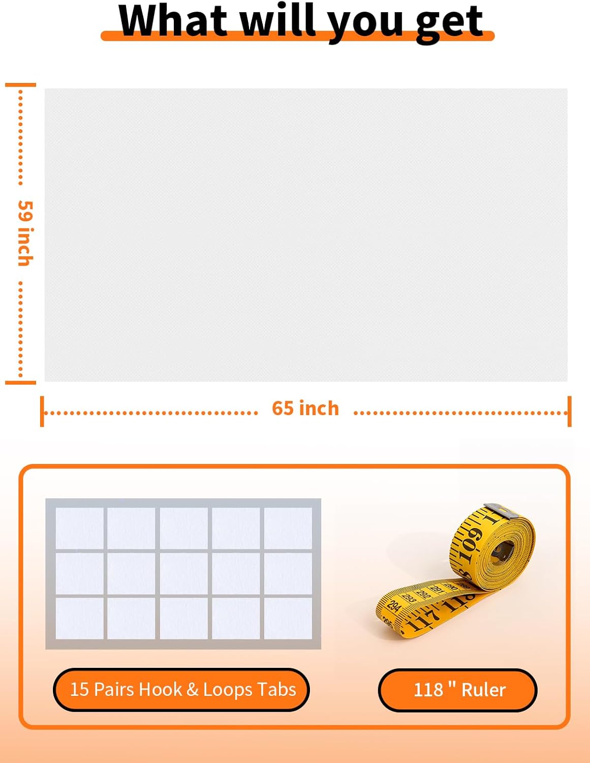 Persianas opacas mejoradas 65 x 59 pulgadas 100 % opacas se puede cortar tú mismo Cortinas opacas blancas portátiles para ventanas, tiras de cinta
